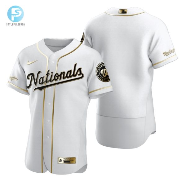 Washington Nationals Mlb Golden Brandedition White Jersey Gift For Nationals Fans stylepulseusa 1