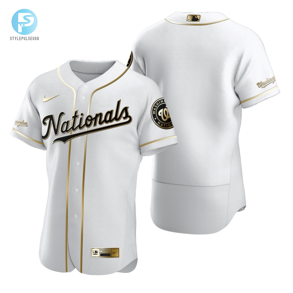 Washington Nationals Mlb Golden Brandedition White Jersey Gift For Nationals Fans 