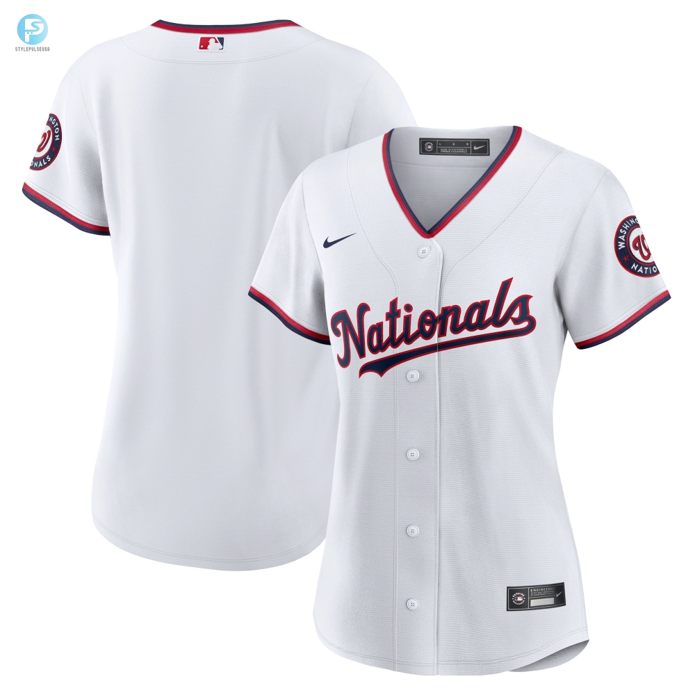 Washington Nationals Womens Home Blank Replica Jersey  White Mlb 