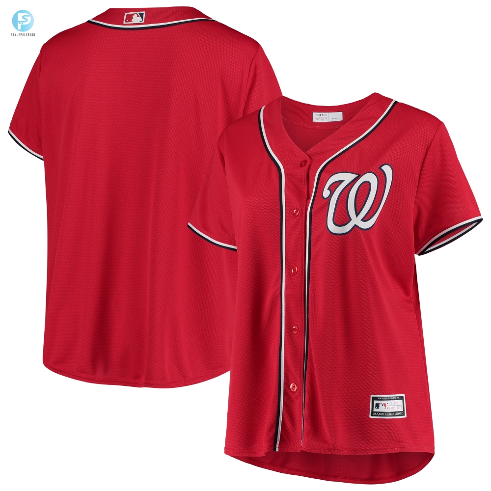 Washington Nationals Womens Plus Size Alternate Replica Team Jersey  Red Mlb 