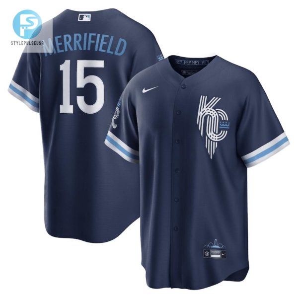 Whit Merrifield 15 Kansas City Royals 202223 City Connect Jersey Navy stylepulseusa 1