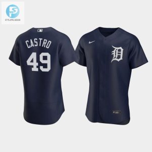 Willi Castro 49 Detroit Tigers Team Logo Navy Alternate Jersey stylepulseusa 1 1