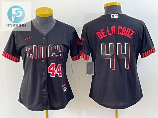 Women Cincinnati Reds 44 Red Elly De La Cruz Jersey Black Red stylepulseusa 1