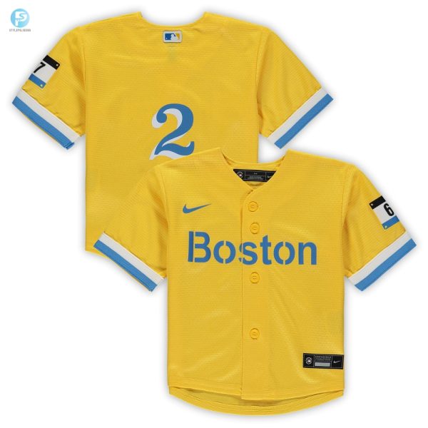 Xander Bogaerts Boston Red Sox Infant City Connect Script Replica Jersey Gold Mlb stylepulseusa 1