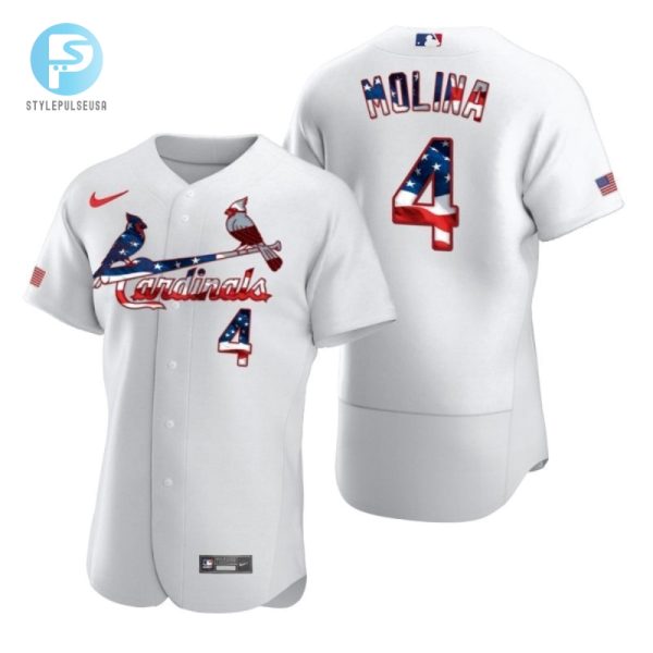 Yadier Molina 4 St Louis Cardinals 2020 Mlb White Us Flag Jersey stylepulseusa 1