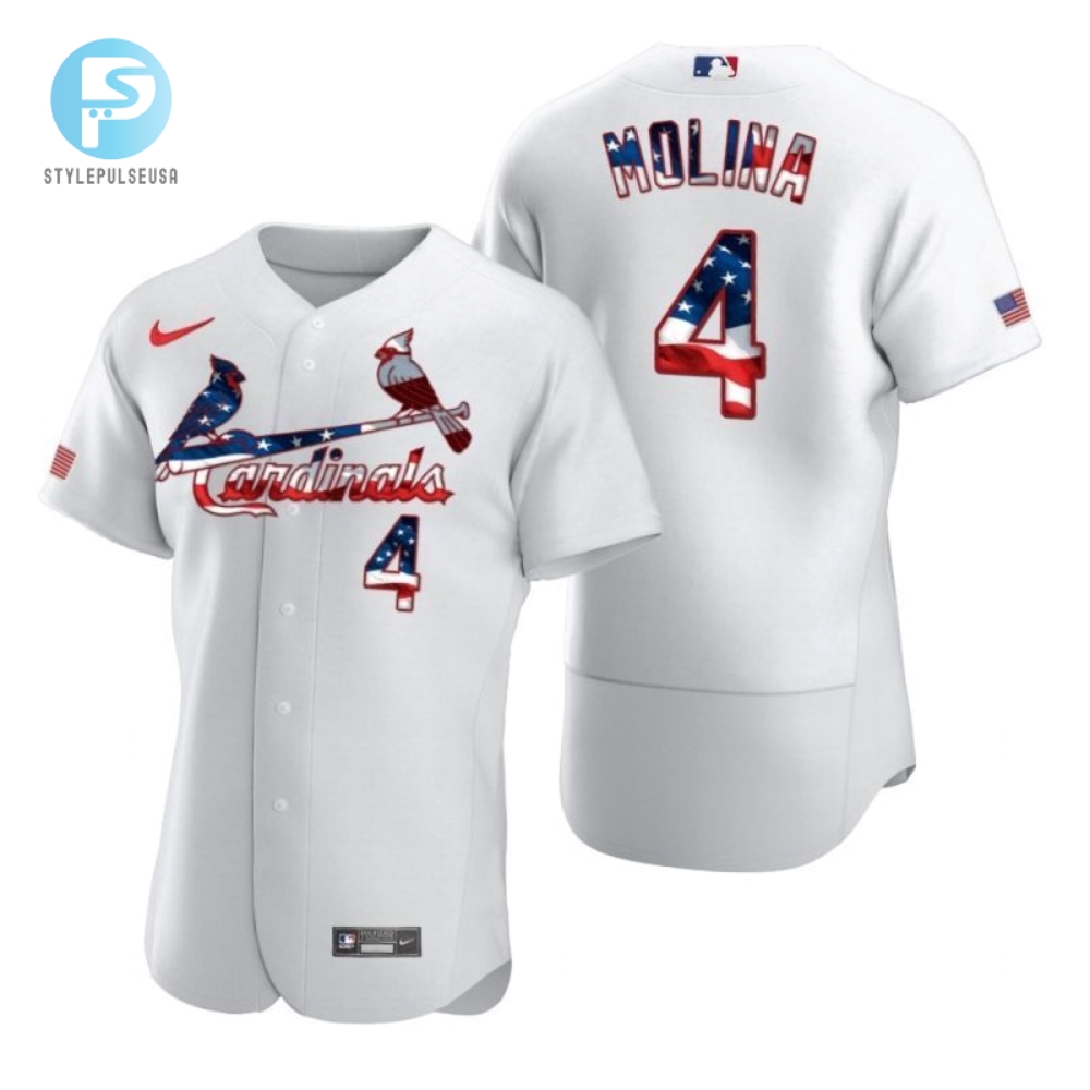 Yadier Molina 4 St Louis Cardinals 2020 Mlb White Us Flag Jersey 