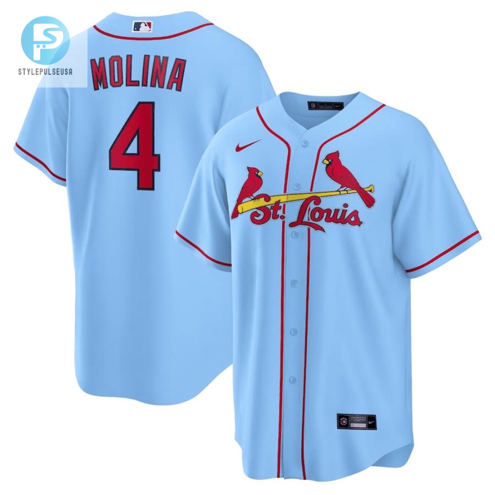 Yadier Molina 4 St. Louis Cardinals Alternate Men Jersey  Light Blue 