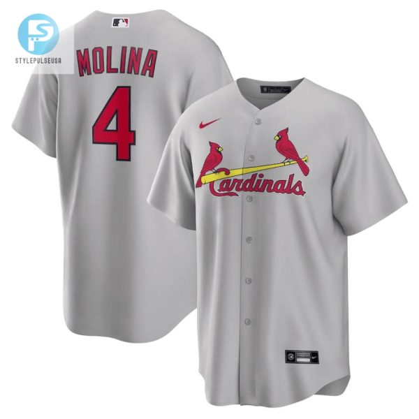 Yadier Molina 4 St. Louis Cardinals Road Men Jersey Gray stylepulseusa 1