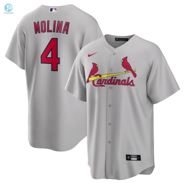 Yadier Molina St Louis Cardinals Road Replica Player Name Jersey Gray Mlb stylepulseusa 1