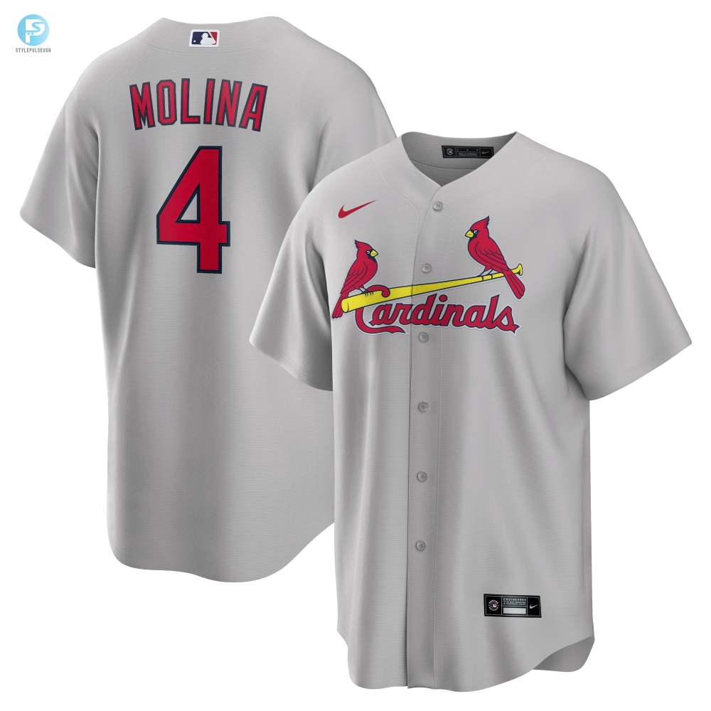 Yadier Molina St Louis Cardinals Road Replica Player Name Jersey Gray Mlb 