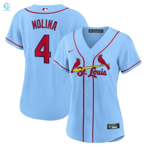 Yadier Molina St Louis Cardinals Womens Alternate Replica Player Jersey Light Blue Mlb stylepulseusa 1 1