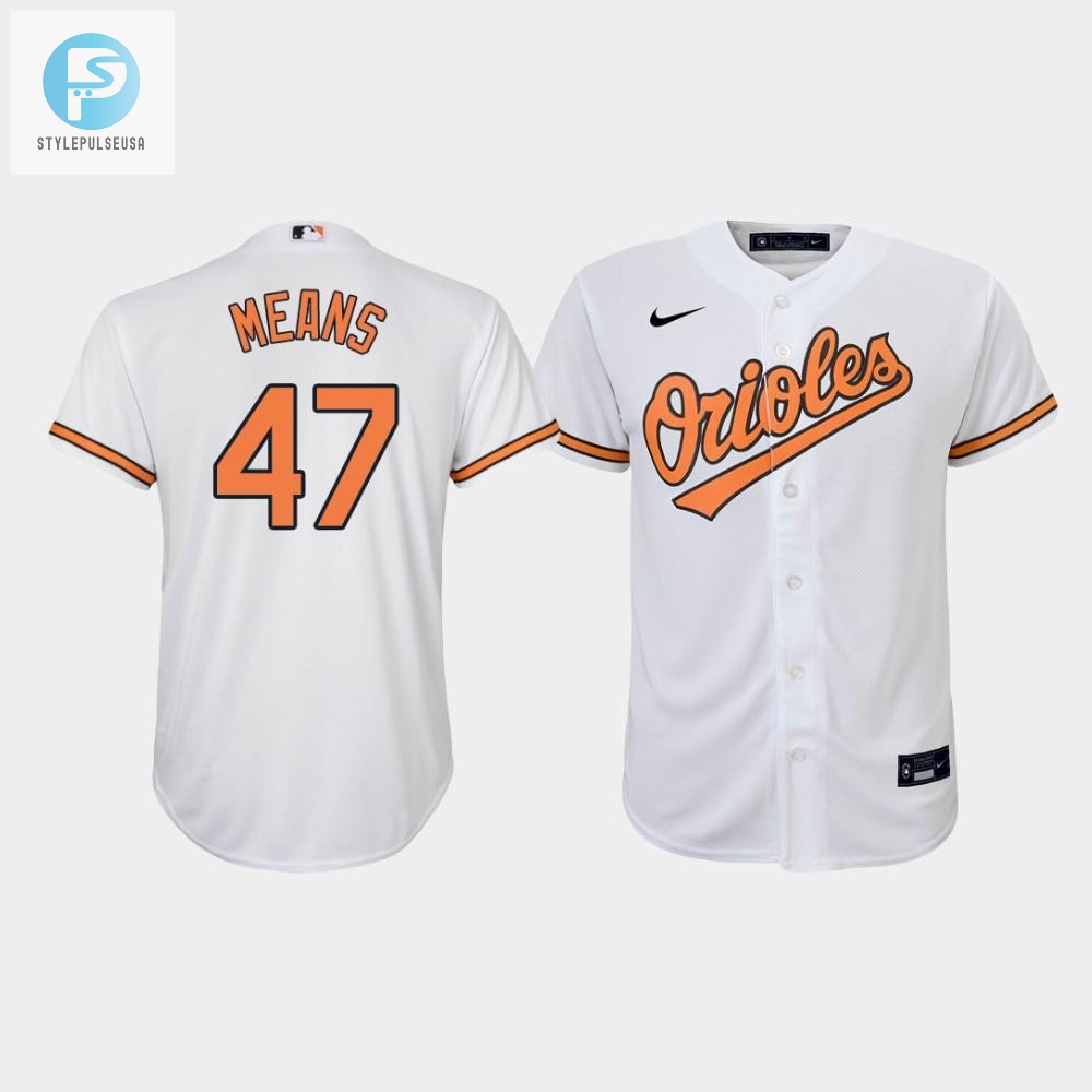 Youth Baltimore Orioles John Means 47 White Home Jersey 