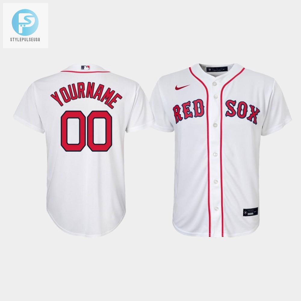 Youth Boston Red Sox Custom 00 White Home Jersey 