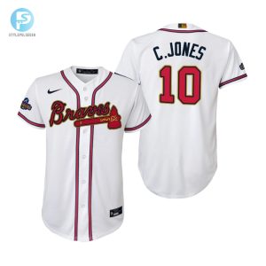 Youth Chipper Jones 10 Jersey Atlanta Braves White 202223 Gold Program Jersey stylepulseusa 1 1