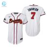 Youth Dansby Swanson 7 Jersey Atlanta Braves White 202223 Gold Program Jersey stylepulseusa 1