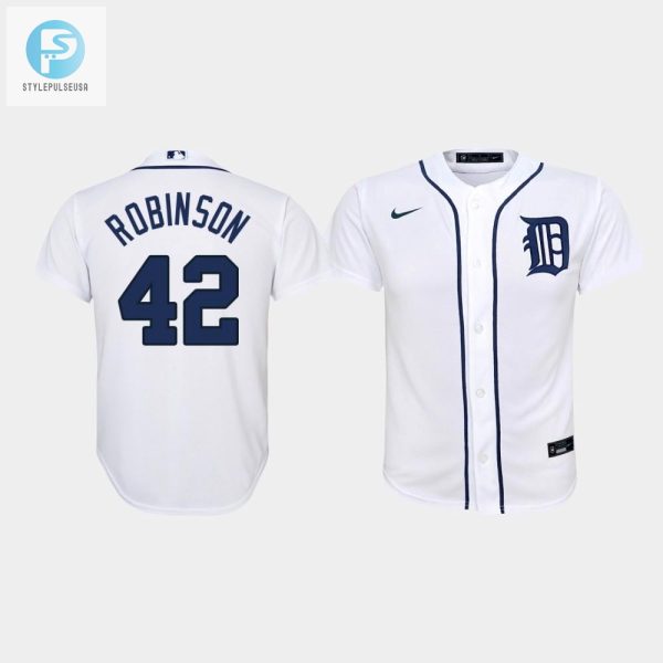 Youth Detroit Tigers 42 Jackie Robinson Home White Jersey stylepulseusa 1