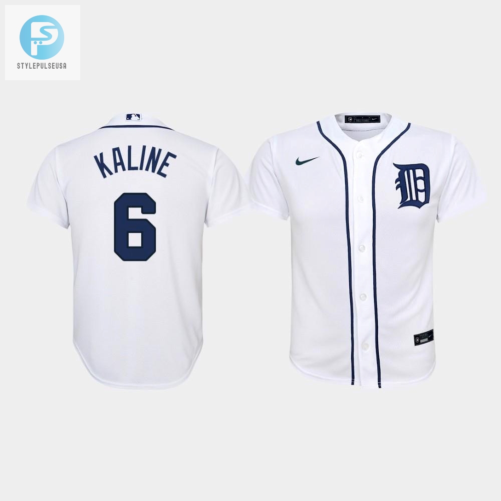 Youth Detroit Tigers 6 Al Kaline Home White Jersey 