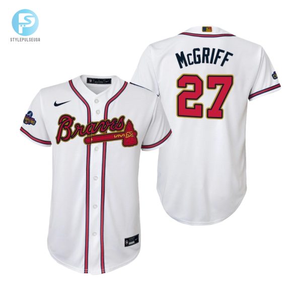 Youth Fred Mcgriff 27 Jersey Atlanta Braves White 202223 Gold Program Jersey stylepulseusa 1