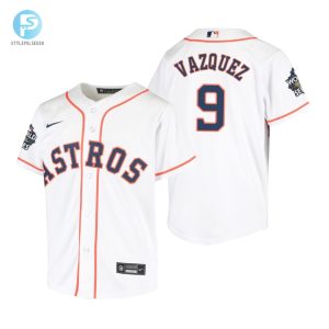 Youth Houston Astros Christian Vazquez 9 White 202223 World Series Jersey stylepulseusa 1 1