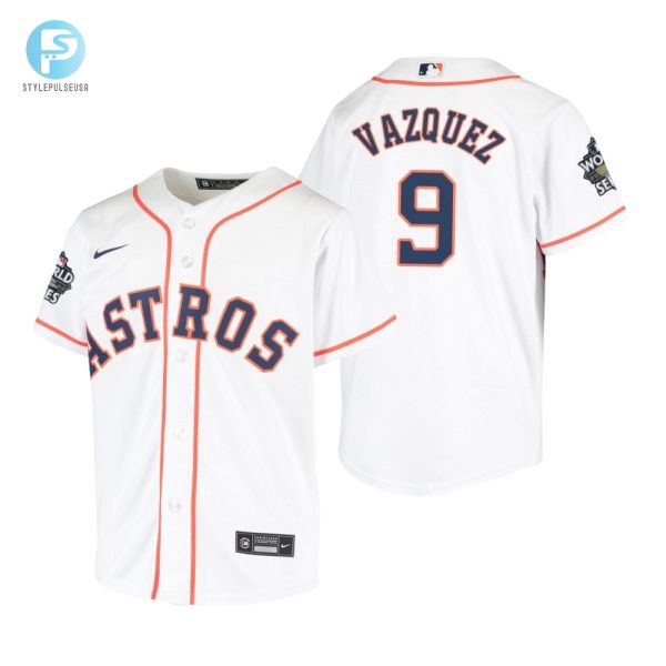 Youth Houston Astros Christian Vazquez 9 White 202223 World Series Jersey stylepulseusa 1 1