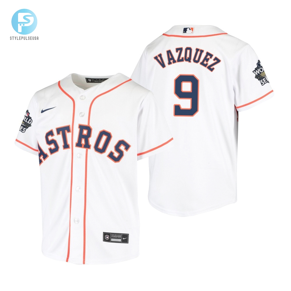 Youth Houston Astros Christian Vazquez 9 White 202223 World Series Jersey 