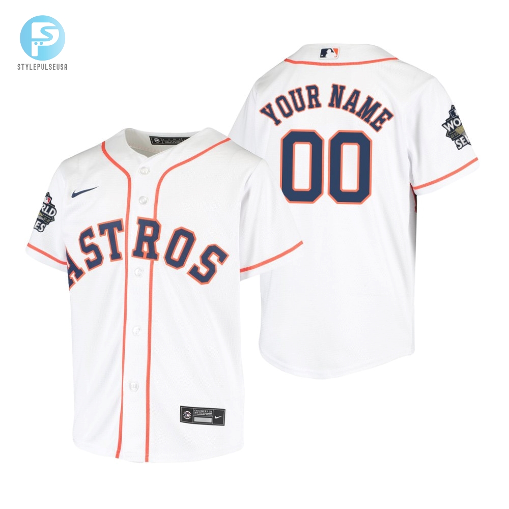 Youth Houston Astros Custom 00 White 202223 World Series Jersey 