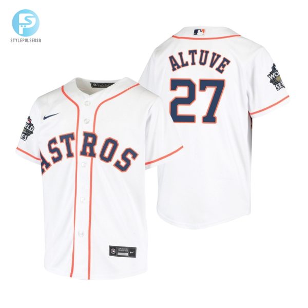 Youth Houston Astros Jose Altuve 27 White 202223 World Series Jersey stylepulseusa 1 1