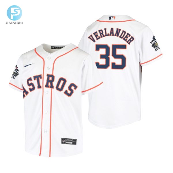 Youth Houston Astros Justin Verlander 35 White 202223 World Series Jersey stylepulseusa 1