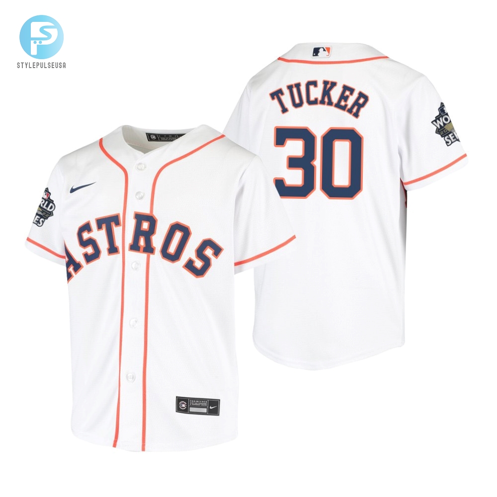 Youth Houston Astros Kyle Tucker 30 White 202223 World Series Jersey 