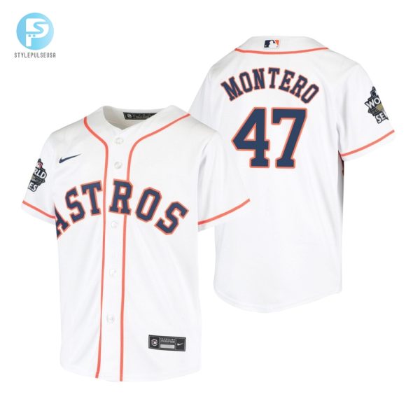 Youth Houston Astros Rafael Montero 47 White 202223 World Series Jersey stylepulseusa 1