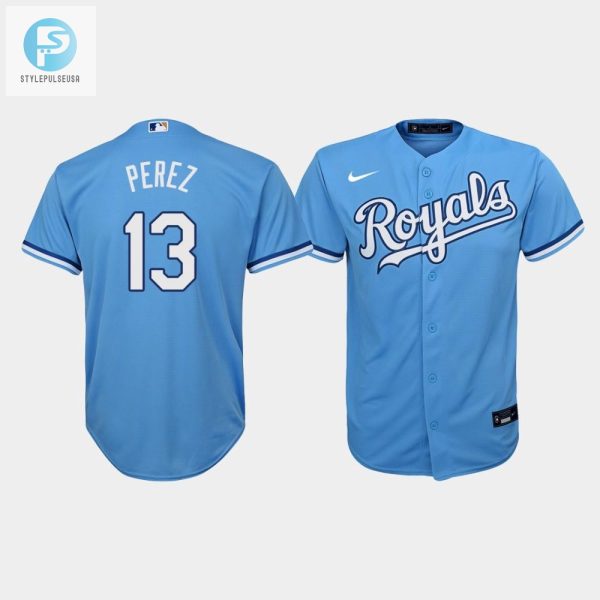 Youth Kansas City Royals Salvador Perez 13 Light Blue Alternate Jersey stylepulseusa 1