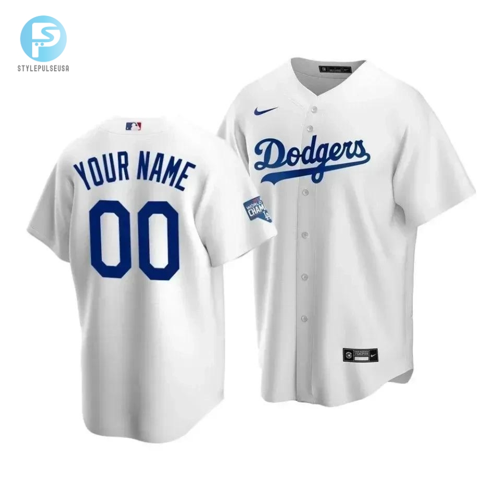 Youth Los Angeles Dodgers Custom 00 2020 World Series Champions Home Jersey White 