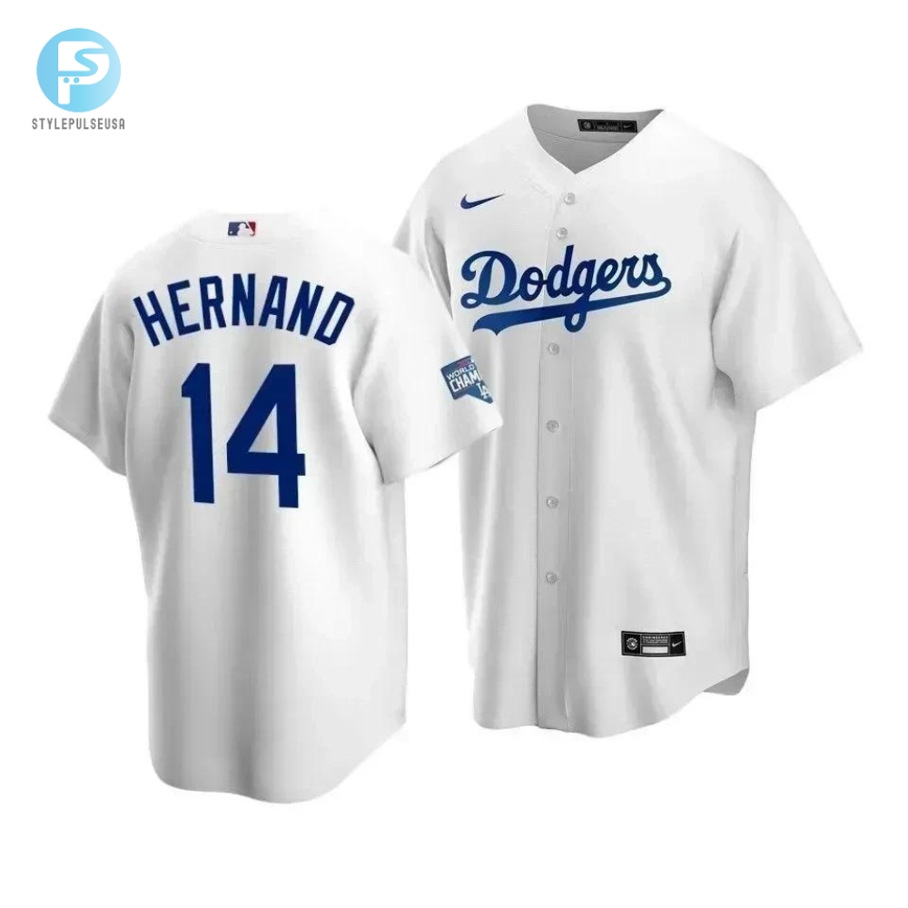 Youth Los Angeles Dodgers Enrique Hernandez 14 2020 World Series Champions Home Jersey White 