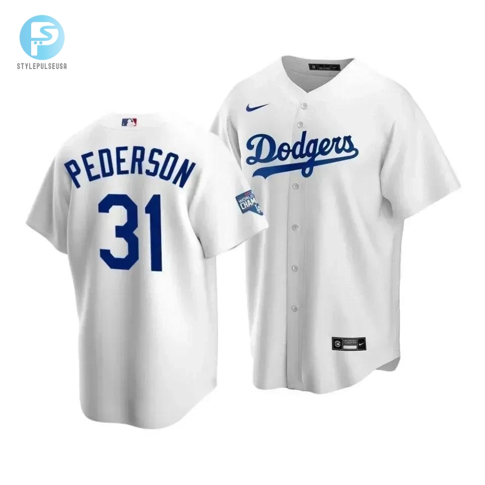 Youth Los Angeles Dodgers Joc Pederson 31 2020 World Series Champions Home Jersey White 