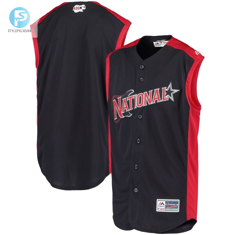 Youth National League Majestic Navy Red 2019 Mlb All Star Workout Team Jersey Gift For Fans 