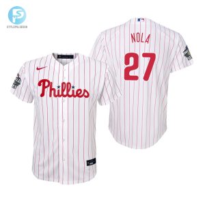 Youth Philadelphia Phillies Aaron Nola 27 White 202223 World Series Jersey stylepulseusa 1 1