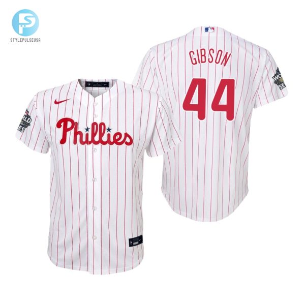 Youth Philadelphia Phillies Kyle Gibson 44 White 202223 World Series Jersey stylepulseusa 1