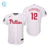 Youth Philadelphia Phillies Kyle Schwarber 12 White 202223 World Series Jersey stylepulseusa 1