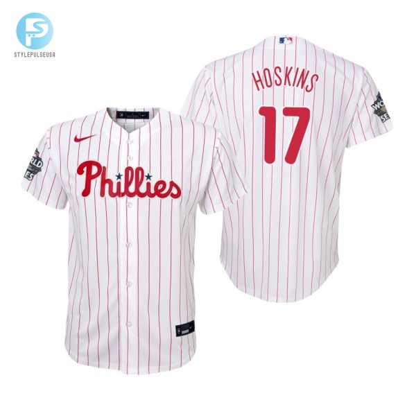 Youth Philadelphia Phillies Rhys Hoskins 17 White 202223 World Series Jersey stylepulseusa 1