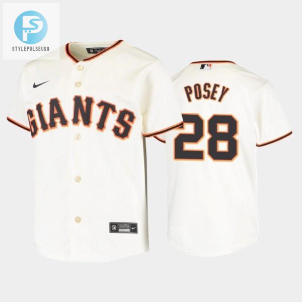 Youth San Francisco Giants 28 Buster Posey Cream Home Jersey stylepulseusa 1