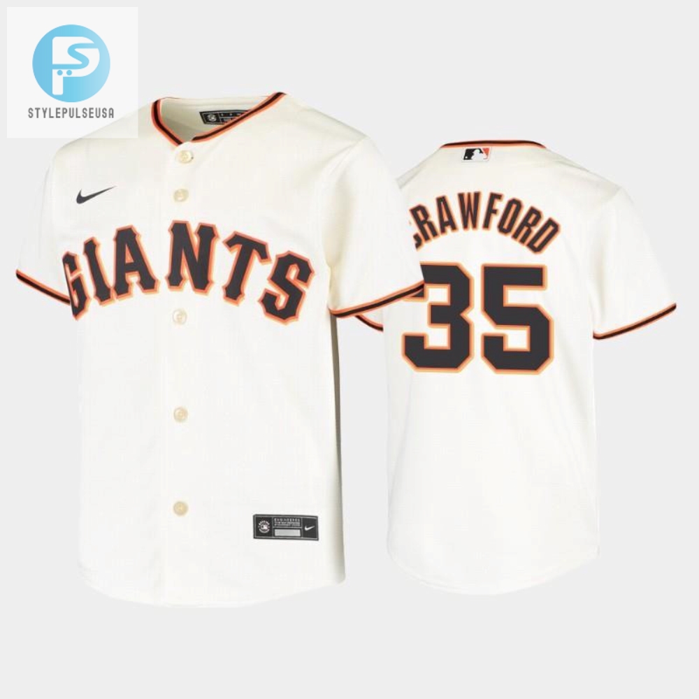 Youth San Francisco Giants 35 Brandon Crawford Cream Home Jersey 