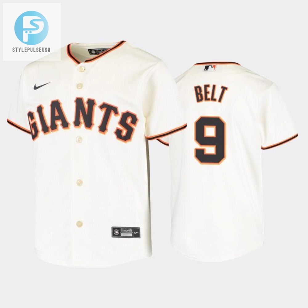 Youth San Francisco Giants 9 Brandon Belt Cream Home Jersey 