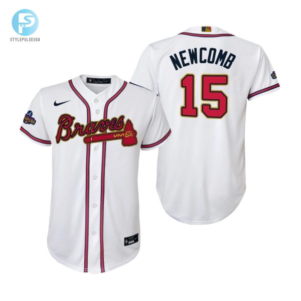 Youth Sean Newcomb 15 Jersey Atlanta Braves White 202223 Gold Program Jersey stylepulseusa 1