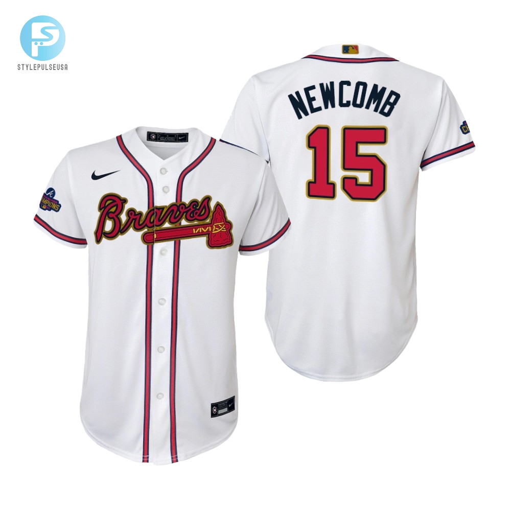 Youth Sean Newcomb 15 Jersey Atlanta Braves White 202223 Gold Program Jersey 