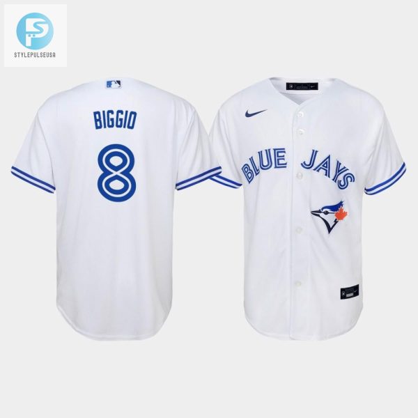 Youth Toronto Blue Jays Cavan Biggio 8 White Home Jersey stylepulseusa 1