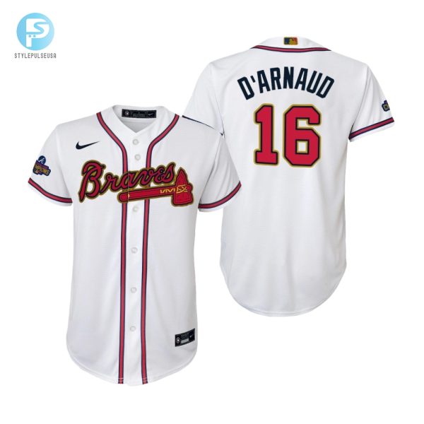 Youth Travis Darnaud 16 Jersey Atlanta Braves White 202223 Gold Program Jersey stylepulseusa 1 1